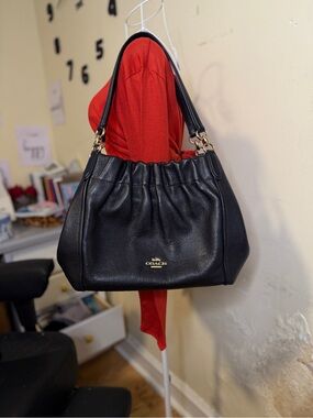 Coach Maya Hobo Black Pebbled Leather Shoulder Bag